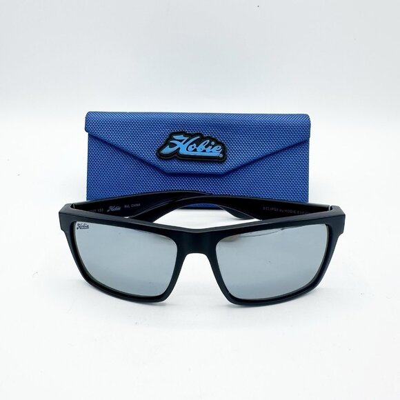 Hobie Eclipse Sunglasses Black Frames & Gray Polarized Mirrored Lenses w/ Case - Picture 1 of 10